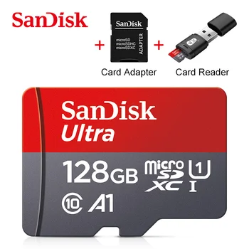 Карта памет SanDisk 16 GB 32 GB 64 GB 128 GB, 256 GB И 120 MB/vs Ultra A1 SDXC UHS-I Class10 micro SD флаш карта + Адаптер + Устройство за четене на карти