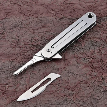 Ключодържател От Неръждаема Стомана Универсален Нож EDC Мини Авариен Медицински Скалпел Джобни Ножове за Самозащита Оцеляване Сгъваеми Ножове