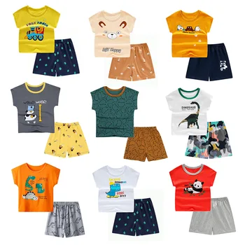 Комплект летни дрехи за момчета и момичета, Памучен Тениска с къс ръкав, къси Панталони, Детски Спортни спортни дрехи, Бебешки дрехи за тийнейджъри 2, 4, 6, 8, 10, 12 години