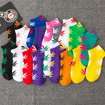 Корейски женски Цветни Чорапи, Къси Чорапи до Глезените, Модни дамски Модни Памучни Чорапи, Летни Чорапи, Чорапи с Кленов Лист, Мъжки чорапи Унисекс