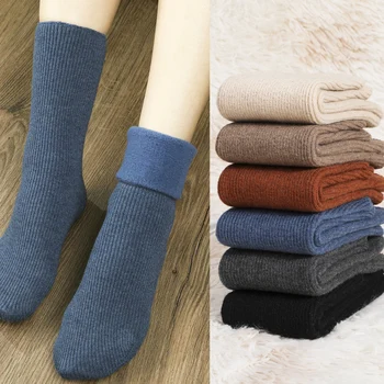 Корейски с Нови Модни 5% Вълнени Чорапи, Дамски Зимни Изолирана Топъл Кашмир Вълнени Дамски Чорапи в Японски Стил Harajuku, Топли Дълги Чорапи