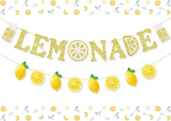 Лимонада Щанд Знак Вечерни Украса Лимонов Блясък Банер Венец за Лятно Бебе Душ Рожден ден на Доставката