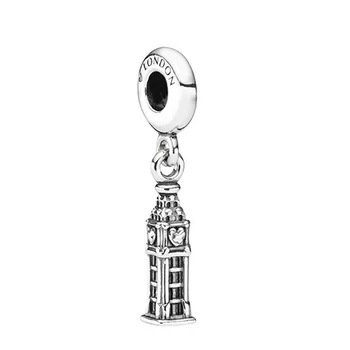 Лондонската Кула Елизабет Медальон е Подходящ Оригинална Гривна Pandora Charms за Жени, Бижута Биг Бен Часовниковата Кула Мъниста, Гривни за Подарък