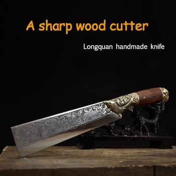 Лунцюань нож за огрев домакински нож за огрев е открит нож за рязане на дървета нож за подрязване на киселинни клони нож с дървена дръжка