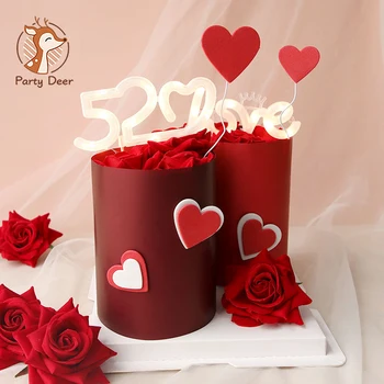 Любовта 520 лесен Cupcake Topper Любов Сърцето Сладки Влюбен Торта Topper За Годишнина, Свети Валентин Сватба Парти Украса на Тортата