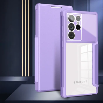Магнитен Кожен Калъф-портфейл За Samsung Galaxy S22 Ultra S22 Plus S21 A13 A33 а a53 A73 Note20, Прозрачен Тънък Калъф Ярки Цветове