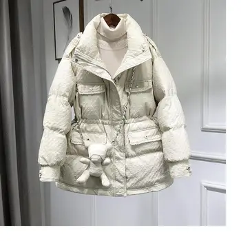 Малка дебела naka стеганая яке жена с къса талия талия е по-тънка от 2021 зима нов мечка топло яке