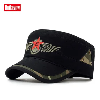 Маркови Военни шапки Unikevow с Бродирани Звездите, бейзболна шапка с Регулируема засаждане, Плосък цилиндър за мъже и жени, Военни Униформи gorra