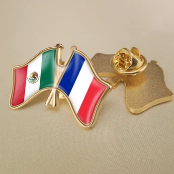 Мексико и Франция Кръстосани Двойни Знамена Приятелство Игли за Ревери Брошки Икони