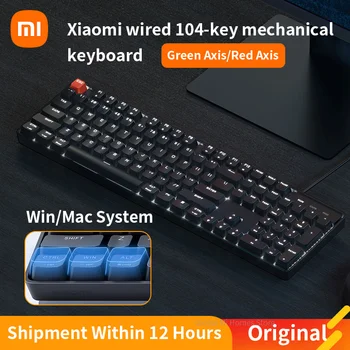 Механична Клавиатура Xiaomi Жичен Детска Youpin 104 Пълни Клавиши за Mac/Win OS Превключвател на Led Клавиатура за Игра Офис