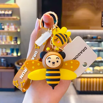 Мила и сладка малка пчела ключодържател просто ключодържател чанта с висулка двойка аксесоари креативен подарък