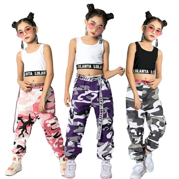 Момичета на Хип-хоп и Улични Танци Соло Облекло Укороченная Майк /Камуфляжные Панталони За Джогинг
