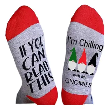 Мъжки и женски коледни смешни пословици памучни чорапи новост, ако можете да прочетете това, аз съм доволен от моите джуджета с букви Празник X4YC