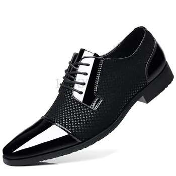 Мъжки Модела обувки в Света на стил, Ежедневни Обувки за Сватба с Остри Пръсти, Дантелени Модни Черни Дишащи Обувки На Токчета, Нов Списък