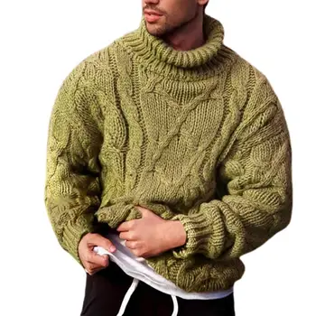 Мъжки Пуловер Мода Есен-Зима Обрат Spit Вязаный Пуловер Костенурка Врата Жилетка Пуловер Hoody 2021 пуловер