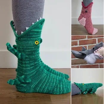 На терлици от Крокодилска Кожа за Жени/Мъже, Творчески Чорапи до Глезена във Формата на Животни, Зимни Чорапи за Пода в Помещението, AC889