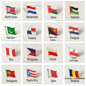 Национален флаг Метална Жени На Ревера Значка на Страната и Целия свят на Холандия Палестина Панама Перу Филипини Полша Португалия Катар