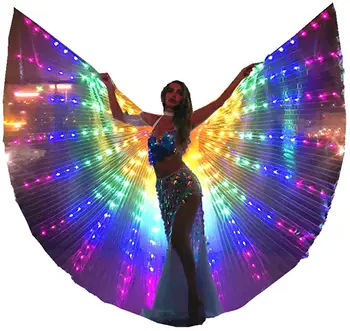 Нов Танц на Корема Isis Крила за Възрастни Неонови Цветни Светещи LED Крила на Ангел Аксесоари за Корема за Жени, Момичета