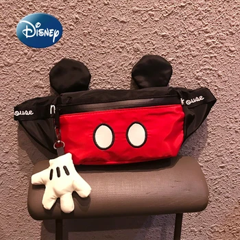 Нова поясная чанта Disney с Мики Маус, Мультяшная сладко детска нагрудная чанта, голяма чанта Голям, за мобилен телефон, наклонена чанта за момчета и момичета