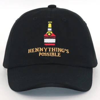 Нова шапка Хенни унисекс памучен регулируема бейзболна шапка с бутилка Хенни дамски мъжки лятна пролет пътна ежедневни шапка за голф, модни шапки за татко