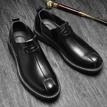 Ново Записване, мъжки класически Бизнес официалната обувки в стил ретро с Воловьим модел, кожени обувки с остър бомбе, мъжки на модела обувки-Oxfords, новост 2020 г., сряда