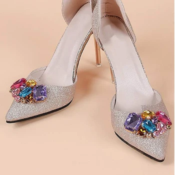 Опаковка от 2 Цветни щипки за обувки с Кристали, Булчински обувки, скоба за обувки с катарама