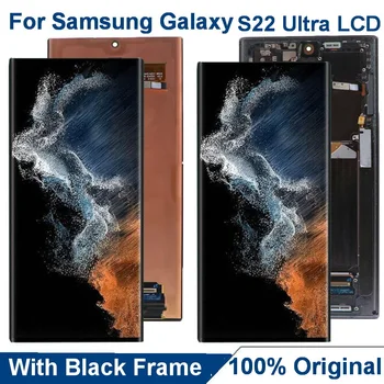Оригинал За Samsung Galaxy S22 Ultra 5G LCD SM-S908B S908U S908 AMOLED Сензорен Дисплей Стъкло Дигитайзер С Рамка при Събирането На