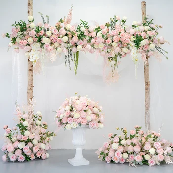 Подгонянный розово имитационный цветна топка цвете редица сватбена украса цветен фон набор от фоново украса снимки