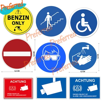 Предупредителни знаци за външна и вътрешна употреба, Камера за наблюдение, Товарни ъгли, Медицински, Коридор, Немски език