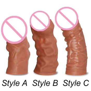 Презервативи разширител на Пениса Ръкави на пениса презерватив силикон за многократна употреба мъжки за капак увеличаване на фаллоимитатора хора