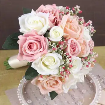 Прекрасен Сватбен Букет Цветя на Сватбени Аксесоари за Младоженци С Цветя в ръце, за да Булки Шаферките Сватбени Аксесоари 02