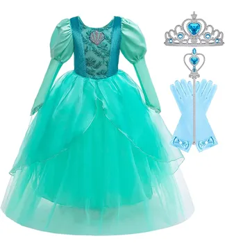 Принцеса рокля за момичета, Костюм на малката Русалка за Cosplay, Детско Ариел Рокля, Детско Рокля на Русалка на Рожден Ден, Вечерна Рокля от 3 до 10 години