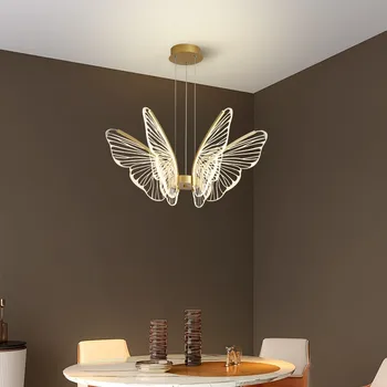 Ресторанная полилей 2022 нова лампа-пеперуда е в скандинавски стил и просто домашни вътрешно осветление на хола дизайнерски креативна Полилей