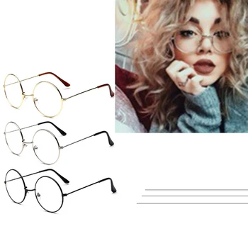 Ретро-Големи Извънгабаритни Очила За Очите Кръгли Метални, Прозрачни Лещи Очила Метална Дограма За Прозрачни Лещи Кръг Кръг Унисекс Кръг Очила