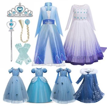 Рокля на Елза 2 за момичета, Облечи Снежната Кралица, Костюм на Принцеса за Хелоуин, Коледна Облекло за Cosplay, рокля на Ан на Елза, детски рокли от 4 до 10 години