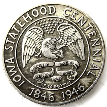 САЩ 1946 Айова Полдоллара Айде сребърно покритие Копирни Монета