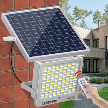 Слънчев Led Прожектор Външен 100 W 200 W, Дистанционно Управление Водоустойчив За Градина Пейзаж Прожектор Монтиран На Стената Слънчев Прожектор