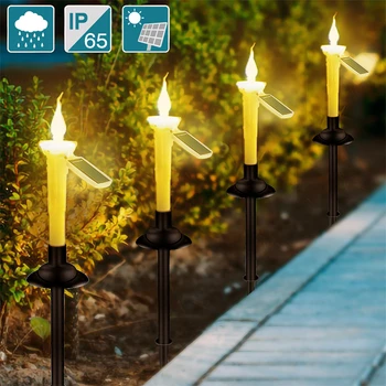 Слънчевата Свещ с двойна употреба с Титулярите за Свещници, Водоустойчив Led Соларни Лампа за Външна Украса Градинска Поляна