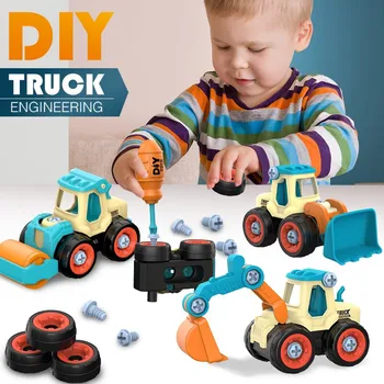 Строителна играчка Инженеринг автомобил на Пожарната Винт Монтаж и демонтаж на чудесно за деца Момчета, Образователна играчка САМ Творчески Инструмент