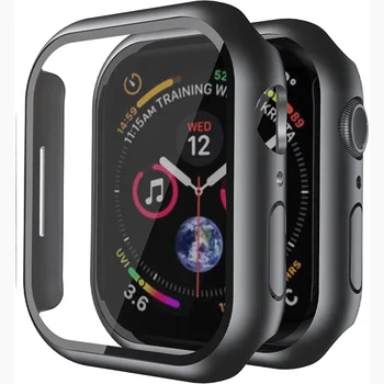 Стъкло + Калъф За Apple Watch case SE 7 6 5 4 3 iWatch Аксесоари Защитно фолио за дисплея на Apple watch серия 45 мм 44 мм 42 мм 40 мм 41 мм 38 мм