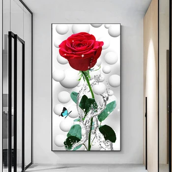Съвременните Скандинавски Изкуство Червени Рози, Цветя Платно на Картина на Стената Художествени Плакати и Щампи Стенни Картини За Хола Начало Декор Куадрос