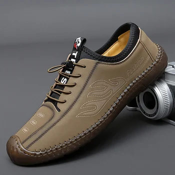Улични лоферы, мъжки обувки от еластична без закопчалка, висококачествени ежедневни обувки на дебела подметка, обувки за шофиране в британския стил, мъжки обувки