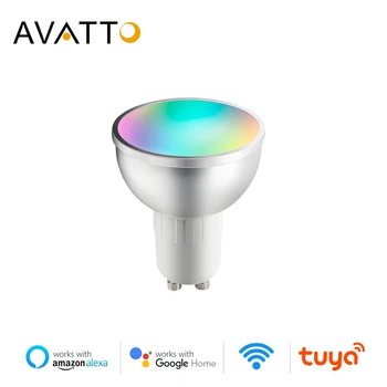 Умна лампа AVATTO GU10 WiFi, 5 W RGB + WW + CW, Led лампа с функция таймер, с регулируема яркост, Вълшебна лампа Работи за Алекса Google Home Echo
