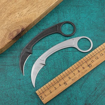 Универсален нож, джобен на шийката на нож тактически инструмент за къмпинг 440c, нож за оцеляване Керамбит фиксиран нож EDC с K обвивка CS