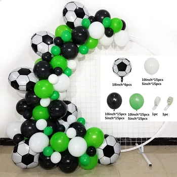 Футболно Парти Балон Венец Арка Комплект Зелено-Черен Балон За Футболна Парти Украса Въздушни Храни Гобо Детски Играчки Света За Доставки На Топката