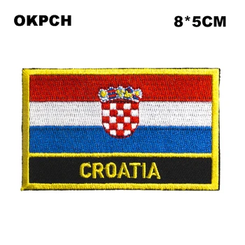 Хърватия Правоъгълна Форма Флаг ленти, бродирани флаг ивици национален флаг ленти за дрехи за направи си САМ Украса PT0095-R