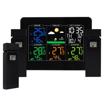 Цифрова цветна метеорологичната станция Закрит Безжичен Външен Термометър с часовник с аларма, Влагомер с по-голям Дисплей - WEA-289_EU