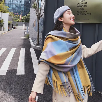  Шал жена есенно-зимния Обикновен японски вълнообразни корейски вариант на универсален вязаный вълна студентски топъл шал сгъсти 