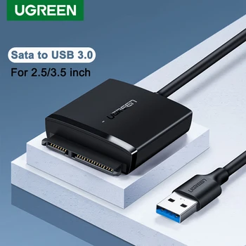 Ugreen Sata към USB Кабел-Адаптер За 2,5/3,5 HDD и SSD Твърд Диск, USB 3.0 Sata 3 Кабел Конвертор За Samsung Seagate, WD